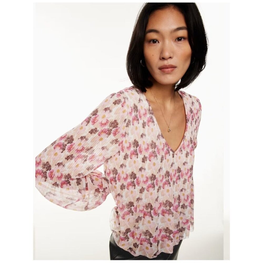 Wilfred Daydreamer Trapeze Blouse XL Floral Chiffon Pink Boho‎ Flowy Feminine
